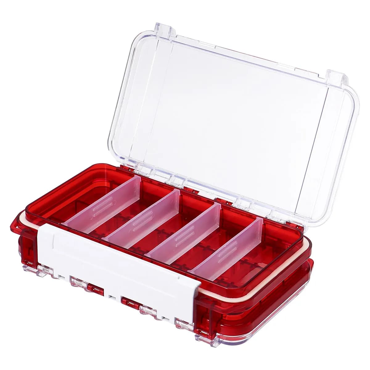 Double-Strong Fishing Esche Box Red Raincoat, Handle Portable, Open Fishing Equipment, Ami and Esche Container, Adjustable and Urti Resistant