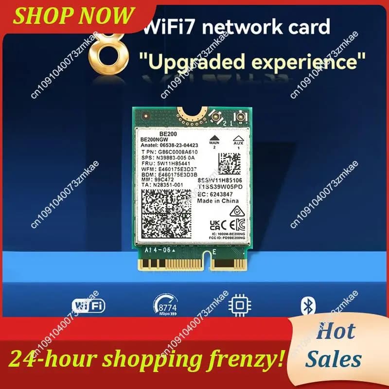 Vendita quotidiana BE200 Wifi 7 schede + antenna 10Dbi Adattatore Wifi 2.4G/5G/6Ghz Bluetooth 5.4 8774Mbps Scheda di rete wireless per Windows 1