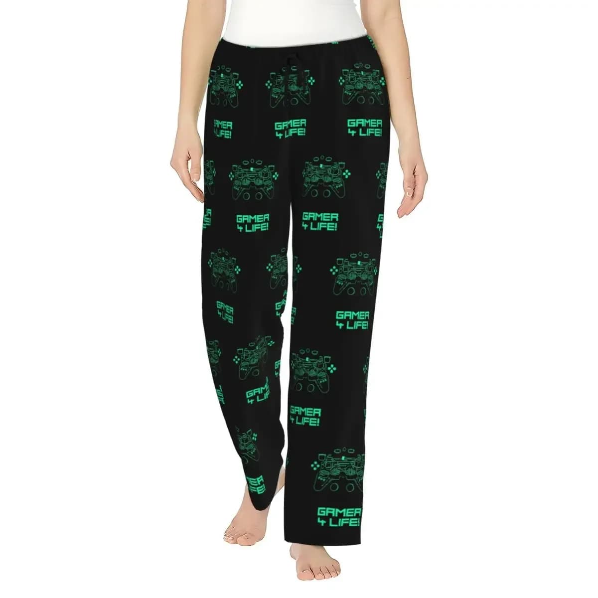 Custom Gamer 4 Life Gamepad Women Pajama Pants Lounge Sleep Sleepwear Bottoms with Pockets
