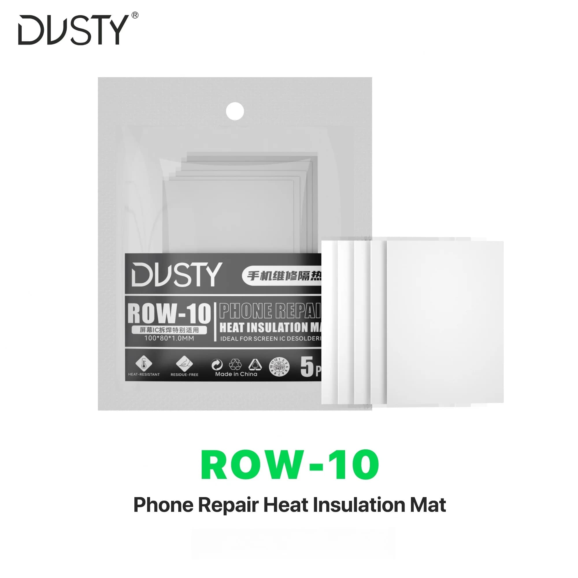 DUSTY ROW-10 Tappetino Termoisolante per Riparazione Telefoni, Spessore 1.0mm, Foglio di Silicone Altamente Elastico per Protezione da Pistola Termica e Saldatura