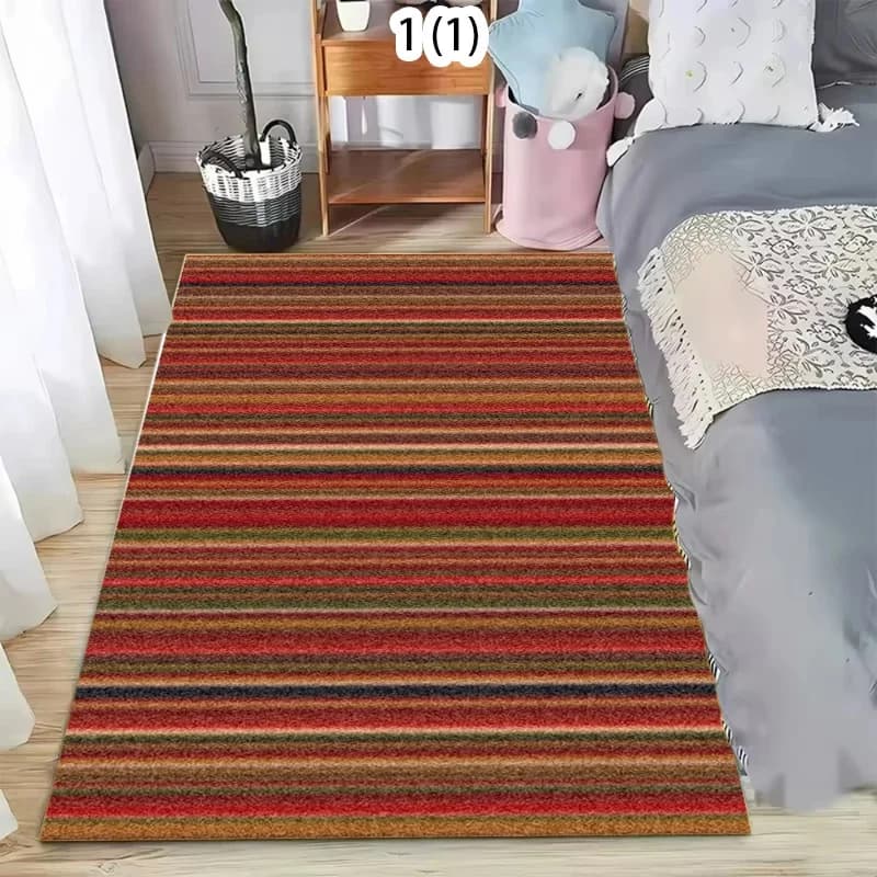 Bohemian Colorful Stripe Area Rug Rustic Multicolor Non-Slip Carpet Soft Floor Mat for Living Room Bedroom Farmhouse