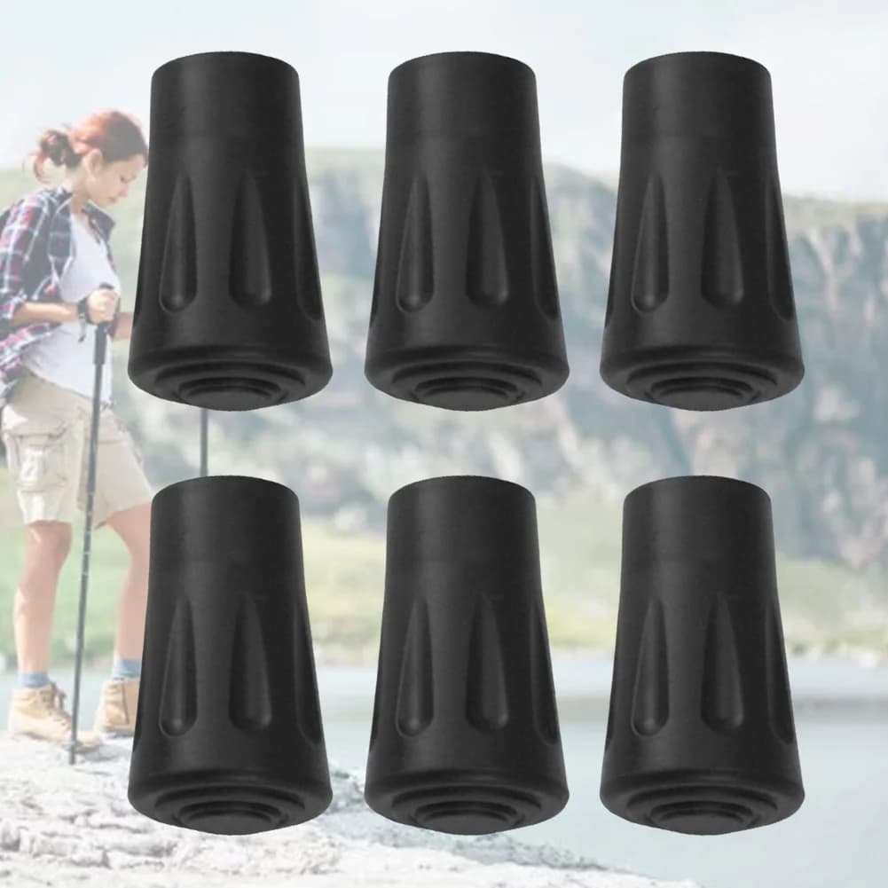 6 Pieces Anti-slip Rubber Toe For Trekking Sticks, Light Protection for Hiking and Climbing