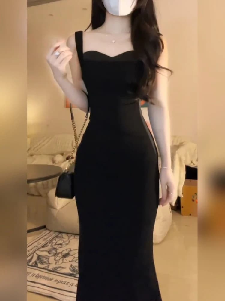 Abito lungo da donna Bla Hepburn Sle taglie forti, con vita impero e coda di pesce, casual, snellente, in fibra di poliestere