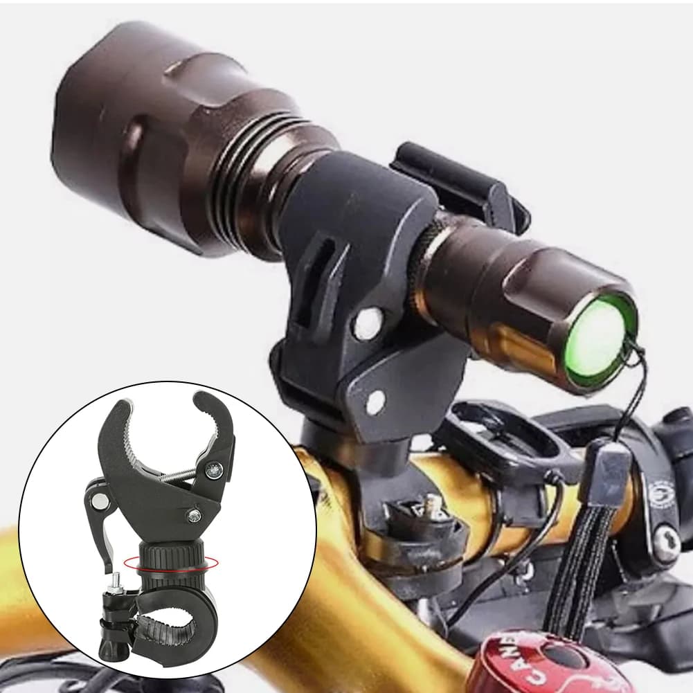Supporto per Luce Bici Girevole a 360 Gradi, Supporto per Torcia LED MTB/Bici da Strada, Clip per Luce Anteriore