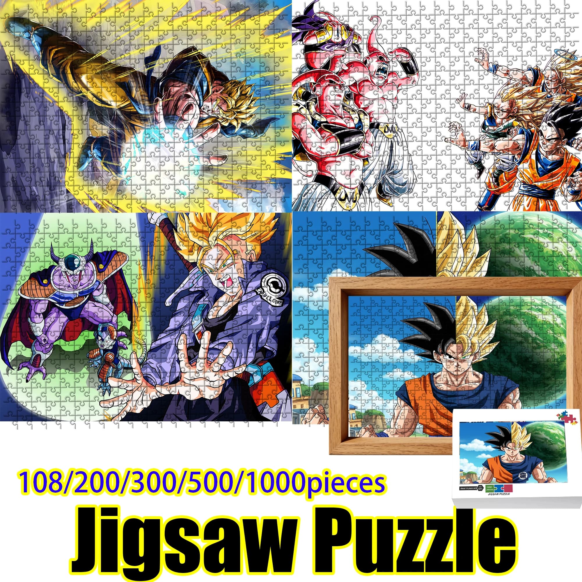 Puzzle Dragon Ball Goku Super Saiyan 108/200/300/500/1000 pezzi Puzzle in legno di alta qualità, regalo di compleanno