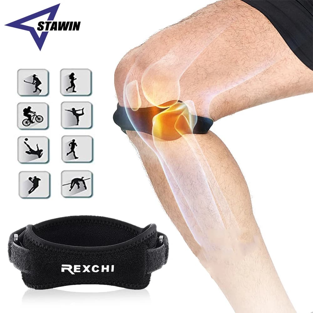 Stabilizzatore rotuleo con tendine rotuleo regolabile 1PC, supporto per ginocchiera ginocchiera sportiva professionale, corsa, escursionismo, calcio