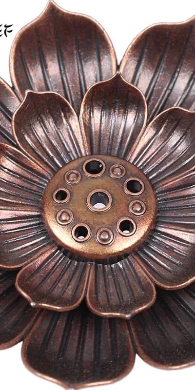 Piastra porta bastoncini per bruciatore di incenso in lega Buddismo Linea di loto Piatto di incenso Base a spirale in legno di sandalo Templi Home Deco