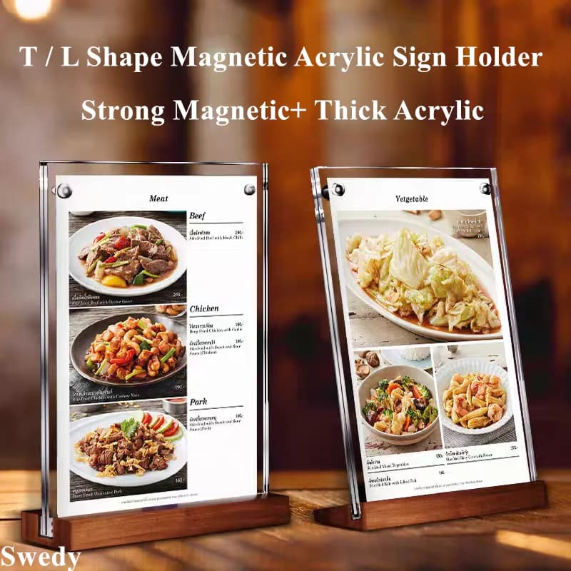 A6 100x150mm Supporto magnetico per cartello acrilico Espositore per documenti Foto Cornice per poster Menu Porta etichette per prezzi in carta