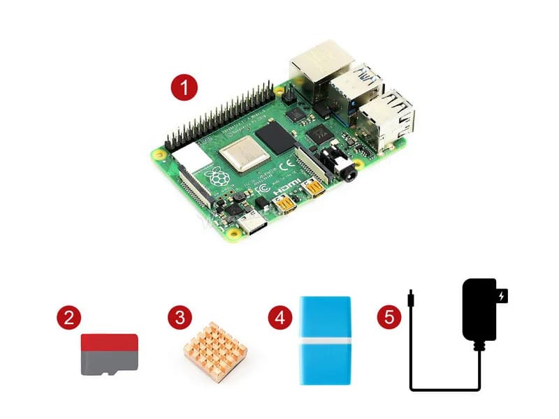 Starter Kit Raspberry Pi 4 Model B 8G, Essential Parts, 16GB Micro SD Card, Heat Sink, Power Supply