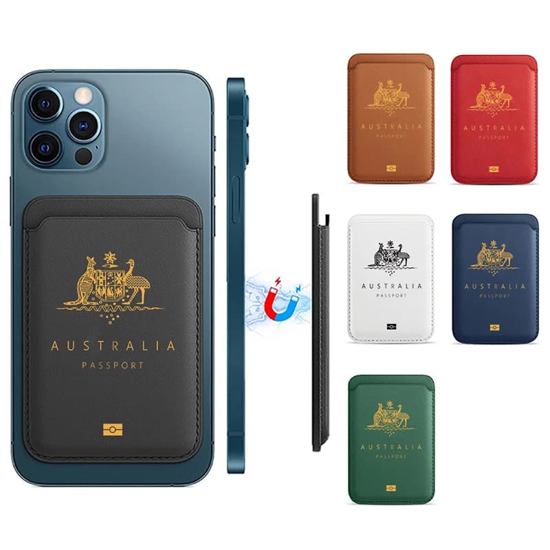 Luxury Australian passport card wallet for iPhone 15 16 Plus 17Pro Max for Apple 14 13 12 Pro Strong Magnetic Cover Magsafe