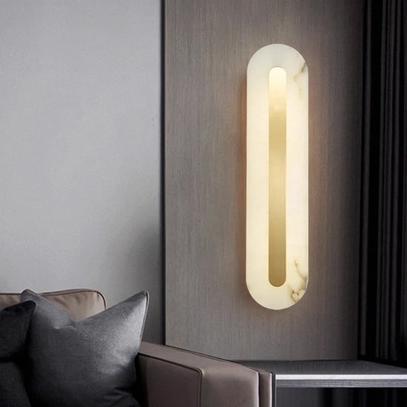 Lampada da parete a LED in marmo naturale a striscia lunga di lusso spagnolo Illuminazione Soggiorno Hotel Scala Corridoio Camera da letto Comodino Applique da parete