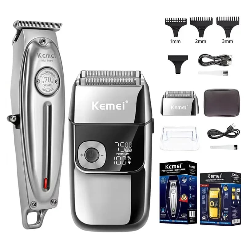 Kemei KM-1949 Tagliacapelli elettrico interamente in metallo KM-2028 Rasoio da uomo ricaricabile Tagliacapelli professionale a batteria Kemei