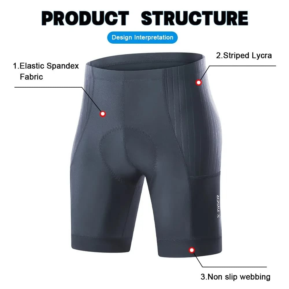 X-TIGER Men's Cycling Shorts Double Arrow Bearing MTB Road Bike Shorts Anti-slip 7 Hours Ride Lycra Shorts Breathable