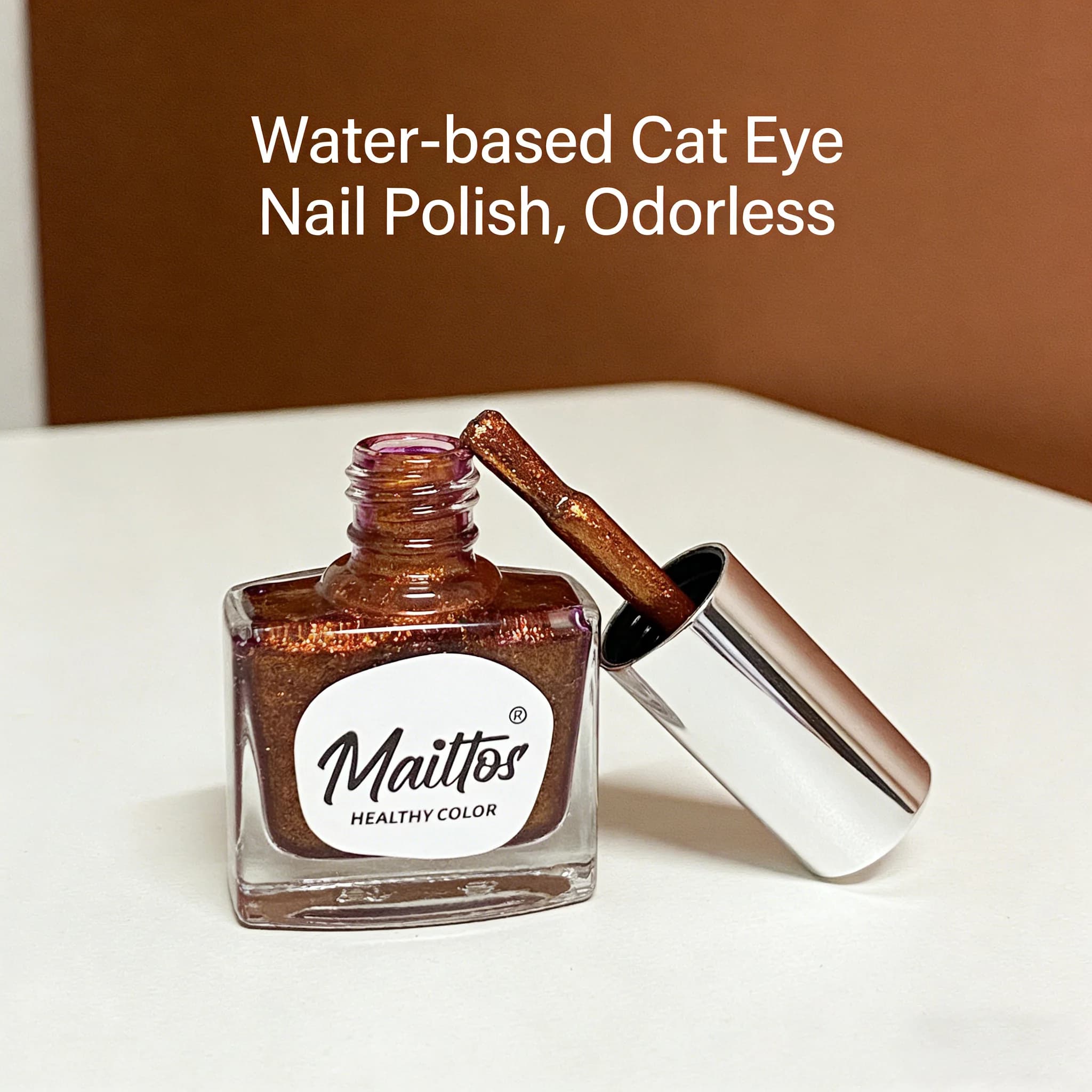 WA509 Marrone - Smalto per unghie effetto occhio di gatto a base d'acqua da 12ml, senza forfora, con magnete, asciugatura rapida, non necessita di lampada UV, facile da rimuovere