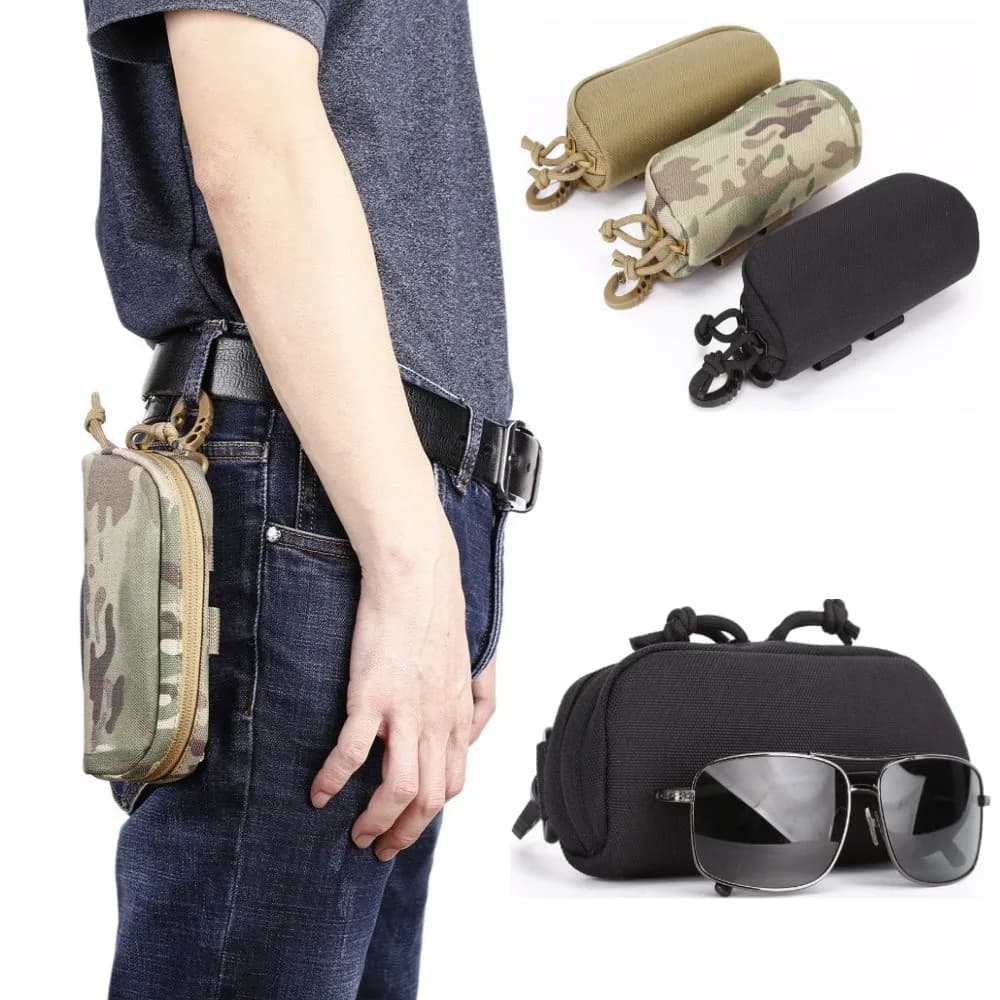 Molle Tactical Glasses Pouch Sunglasses EDC Waist Pack Utility Military Army Hunting Accessories Organizer Eyeglasses Case Bag