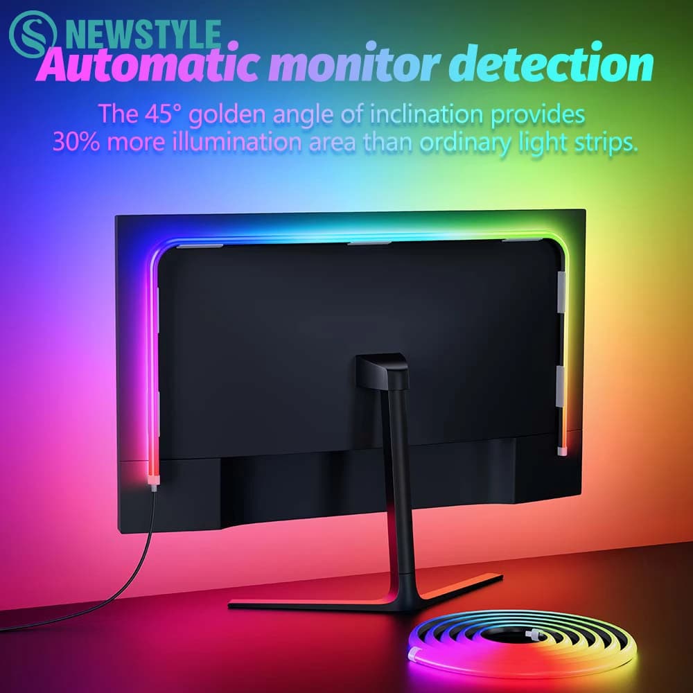 Striscia LED Luci di sincronizzazione Barra Smart Gaming Luce ambientale Striscia di retroilluminazione per computer Controllo app Musica/Sincronizzazione colore Arredamento camera da letto