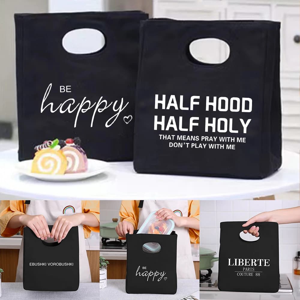 Nuova borsa termica per il pranzo Borse per il pranzo per le donne Borsa per il frigorifero portatile Tote Cooler Borse Borsa per alimenti stampata con testo per il lavoro