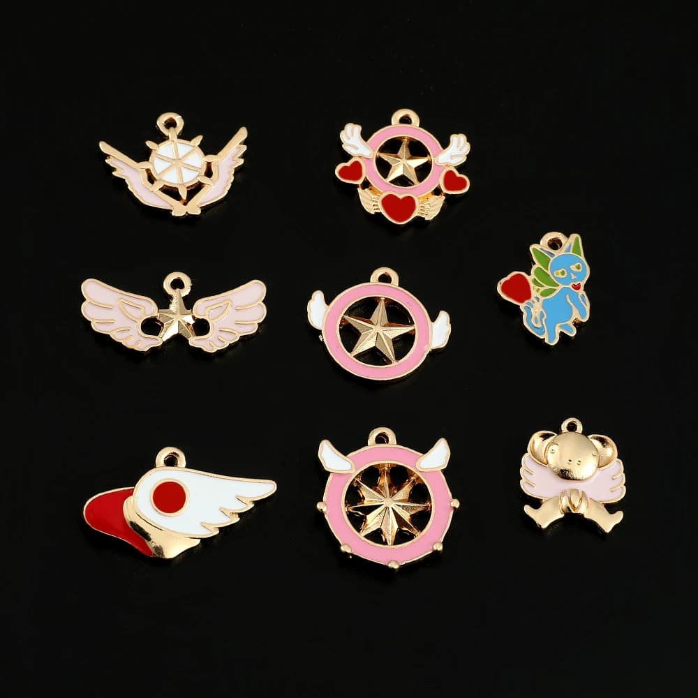 10pcs Anime Alloy Pendant Accessories Earrings Pendant Bracelet Accessories DIY Enamel Pendant Small Gifts