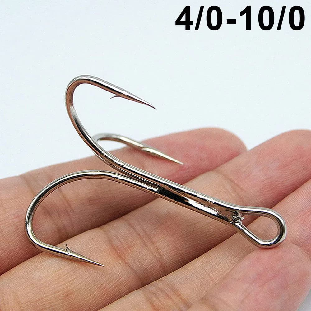 Amo da pesca triplo grande, acciaio ad alto tenore di carbonio, ami da pesca con triplo ancoraggio squalo, amo spinato per acqua salata, forte 4/0-10/0, 50 pezzi