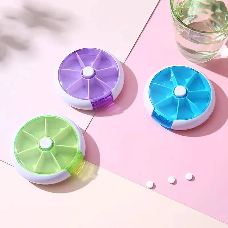 Portable Style Casual Rotating Pills - Weekly Organizer for 7 Day Pills, Suitable for Vitamins, Supplements and Medicines