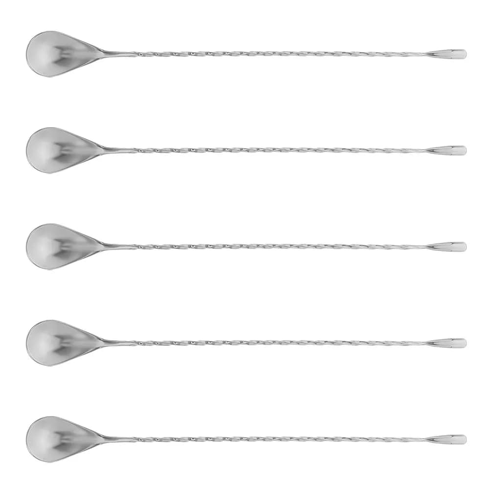 Set di 5 Cucchiai da Barman in Acciaio Inox, Cucchiaio a Spirale con Manico Lungo per Mescolare Cocktail, Accessori per Shaker e Bar, 12