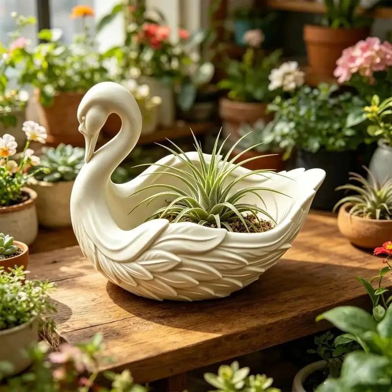 Swan Shaped Key Holder Bowl Swan-shaped Storage Tray Elegant Swan Organizer Key Wallet Holder Succulents Plant Pot Desktop Tray