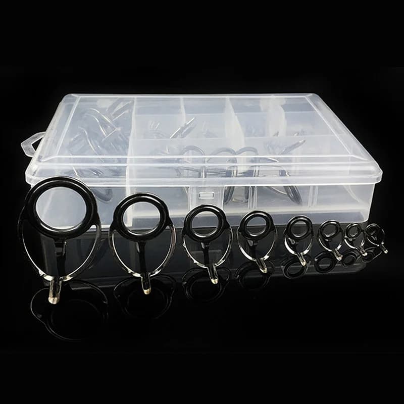 80 pezzi guide per canna da pesca punta 8 dimensioni kit di riparazione per asta anelli di linea occhi set anelli cornici in acciaio inossidabile