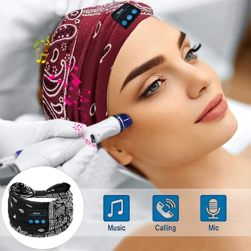 Wireless Bluetooth Headset Stretch band for sports Musical headphones Eye mask Soft and comfortable with microphone for yoga ride