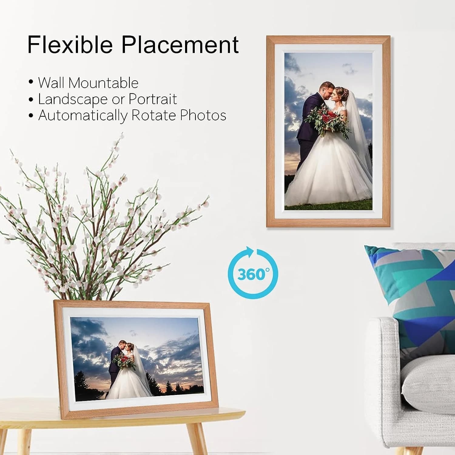 FRAMEO 15.6 Inch 32GB WiFi Large Digital Photo Frame 1920 * 1080 Smart Digital Picture Frame Share Moments Instantly Via App