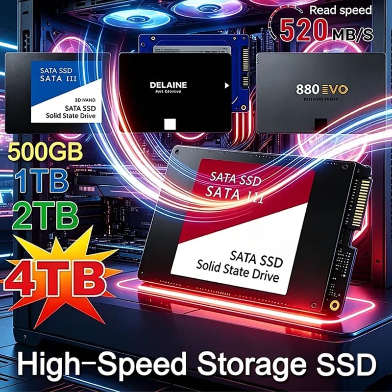 Offerta Speciale: Disco a Stato Solido SSD da 4TB, Alta Velocità, 1TB 2TB, Disco Rigido Interno SATA3 da 2,5 Pollici per Laptop, Microcomputer e Desktop