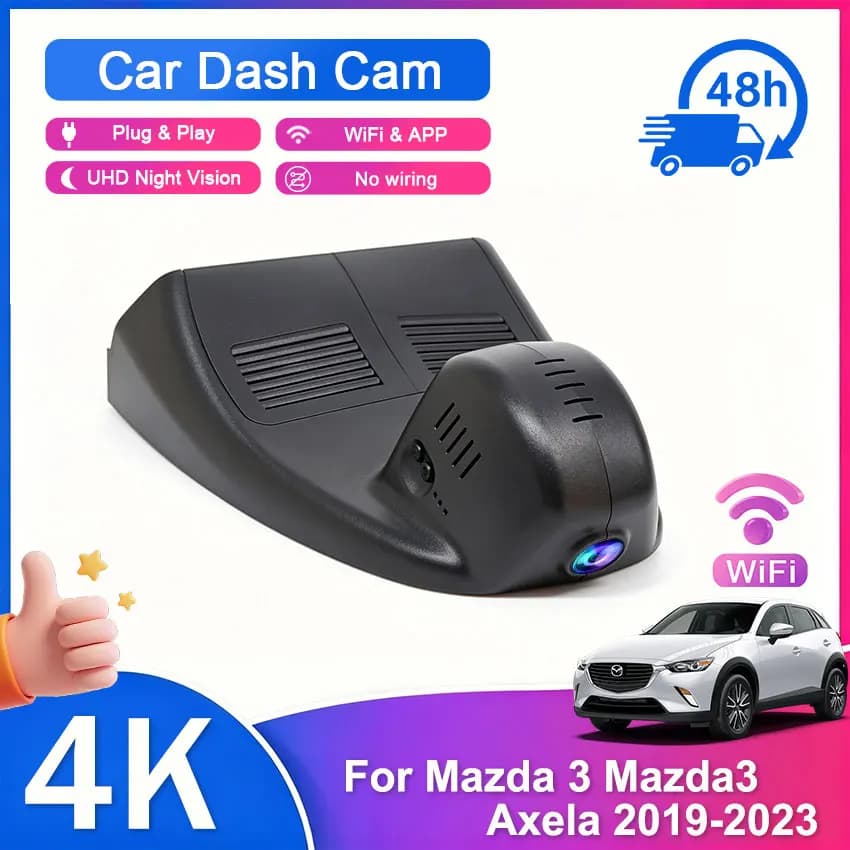 4K Dash Cam Plug and Play for Mazda 3 Mazda3 Axela 2019 2020 2021 2022 2023 Night Vision WiFi & APP Control