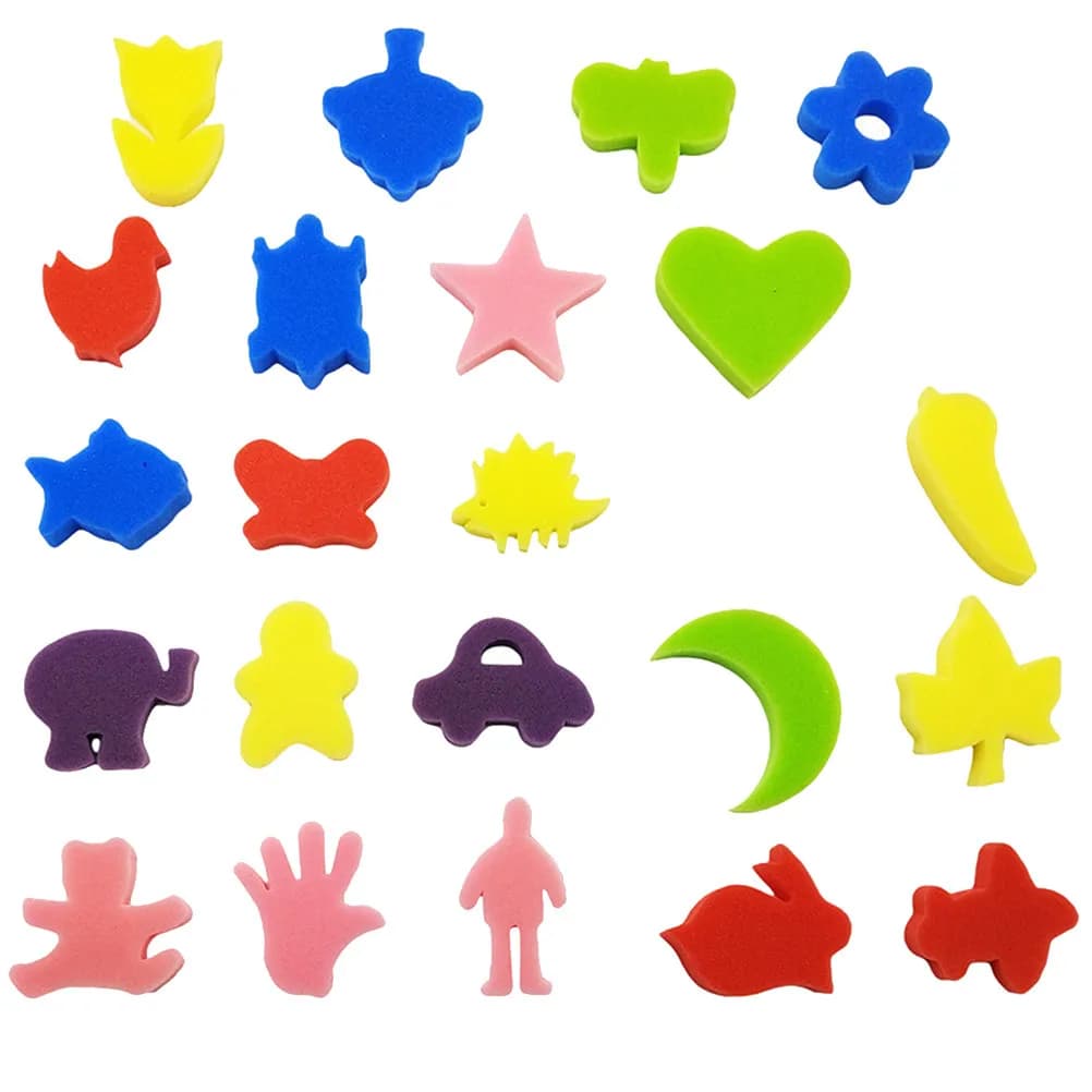 25Pcs Animal Themed Sponge Seals Craft Sponge Set for Children Painting DIY Art Projects Parent Child Bonding Early Education