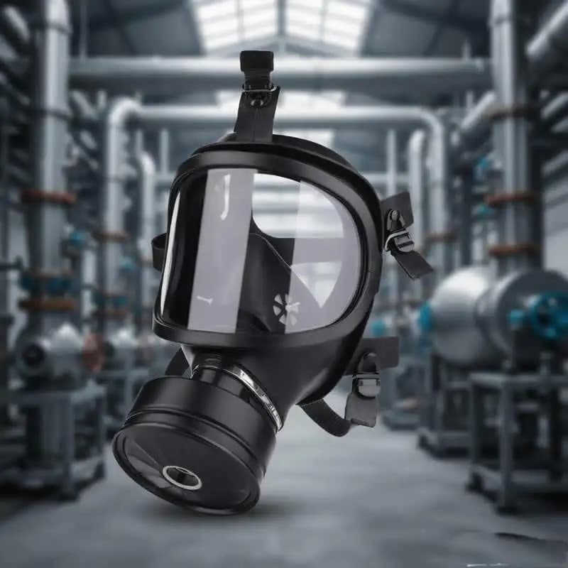 Maschera Antigas Nera Integrale Militare in Gomma Naturale per Protezione di Sicurezza durante Lavori di Verniciatura, Spruzzatura e Saldatura