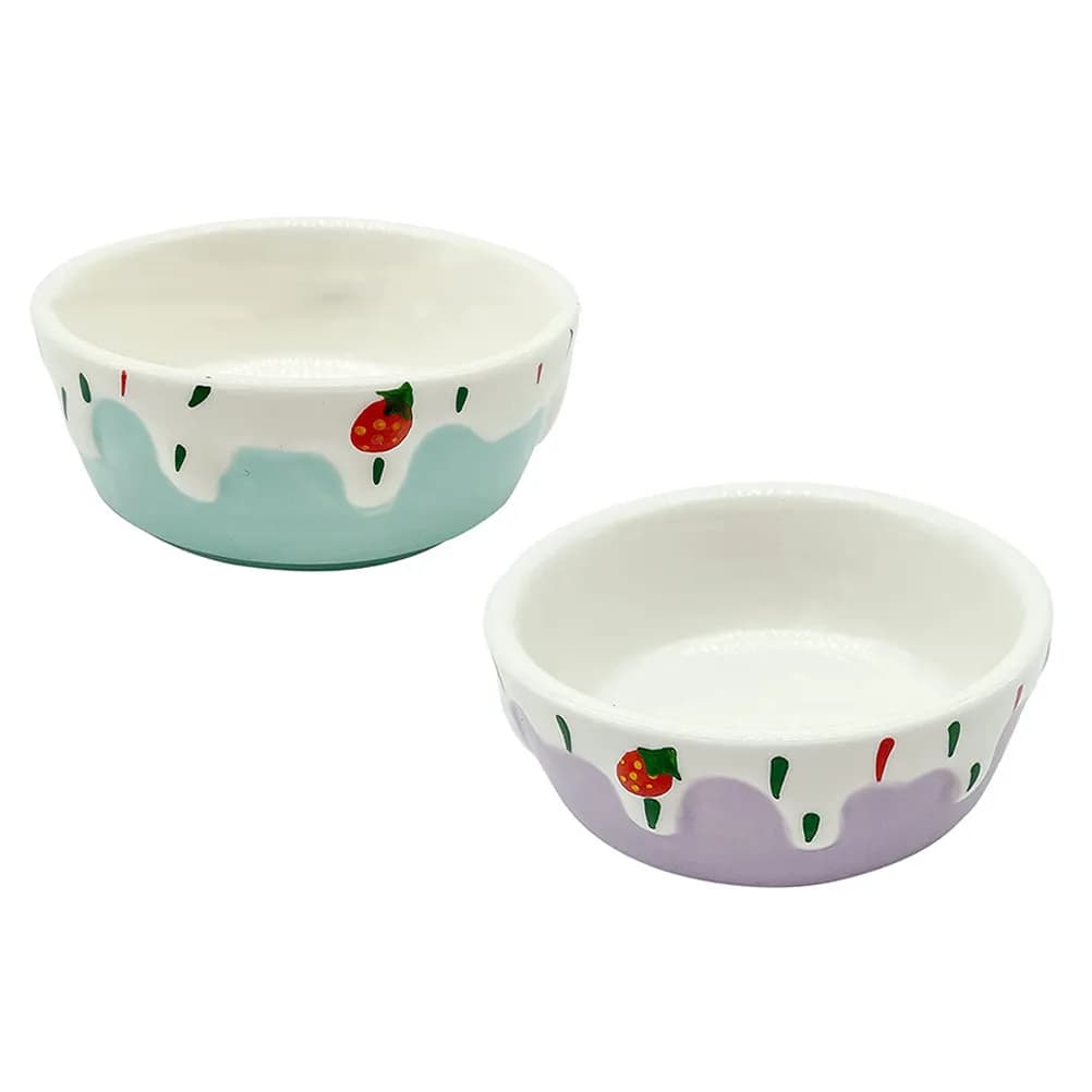 2Pcs Ceramic Pet Food Bowls Small Animal Feeding Dish Hamster Rabbit Food Station Bowls Hamster Ceramic Feeder Bowl