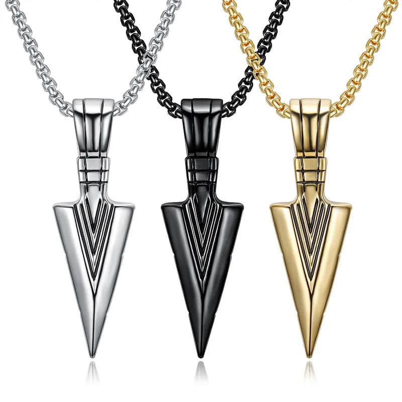 Collana Punk con Ciondolo a Punta di Freccia Triangolare Vintage, Gioielli Hip Hop di Tendenza per Adolescenti, Donne e Uomini