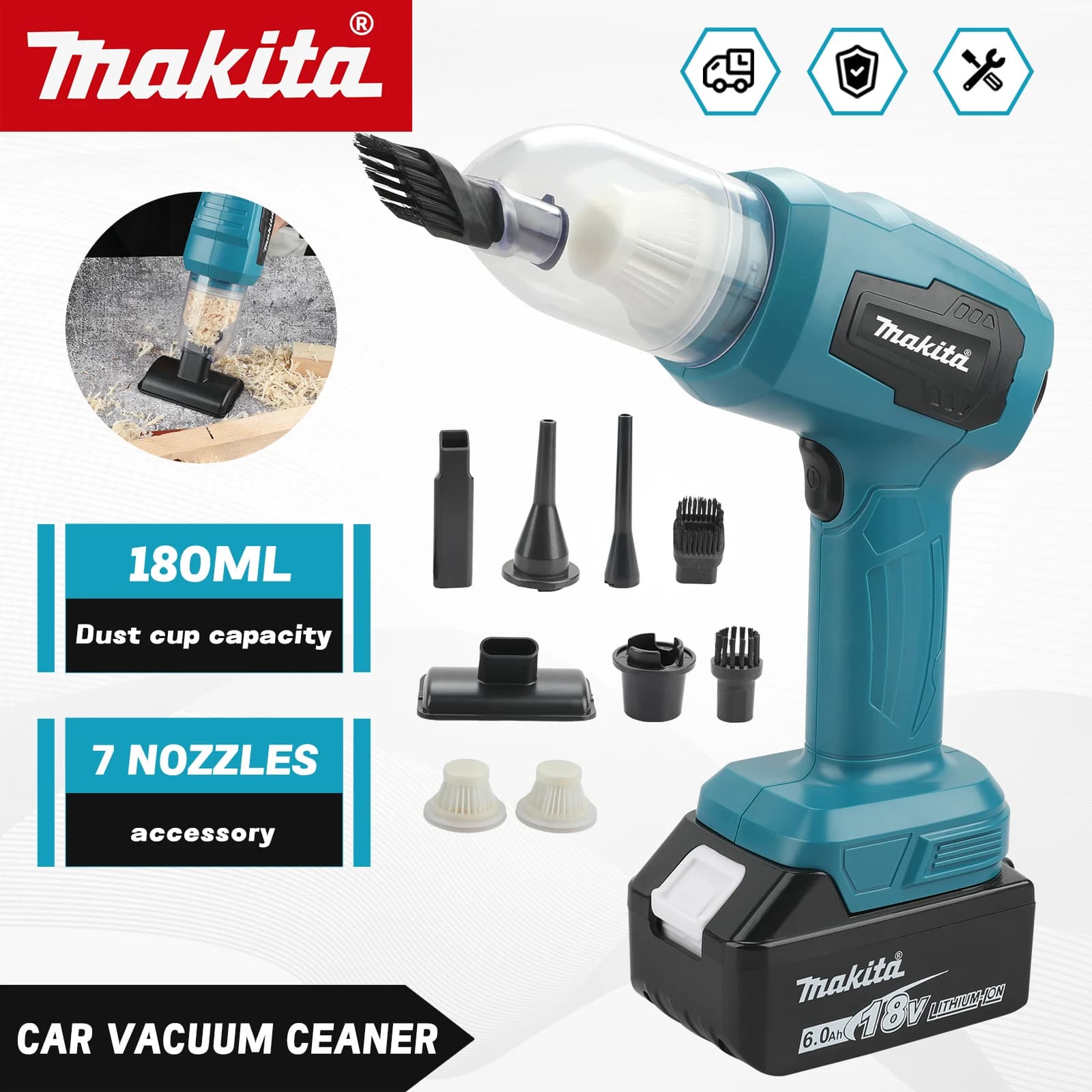 Makita M213 18V Cordless Vacuum Cleaner 200W High Suction 180ml Dust Cup for Daily Household and Workshop Cleaning tools
