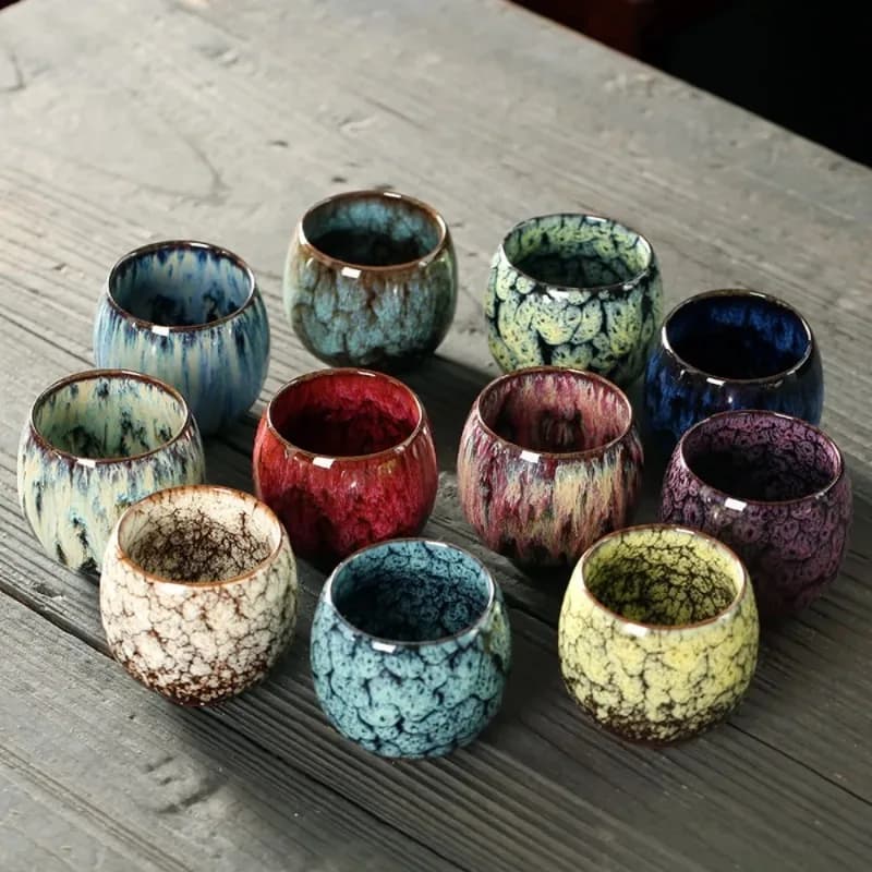 New Ceramic Kung Fu Tea Set with Kiln Transformation, Single Cup Tianmu Glaze, Main Tea Tasting Cup, Egg Shaped Small Tea Bowl