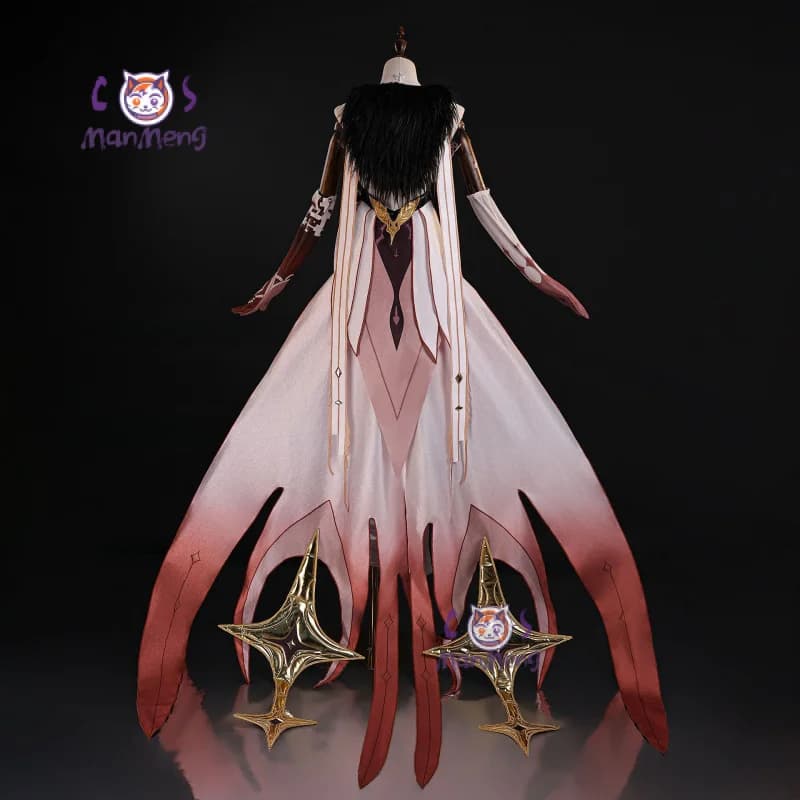 Game Genshin Impact Asmoday Cosplay Costume Dress Cloa, Gloves with Fur Neck Socks Halloween Christmas New Women's Sexy Uniform