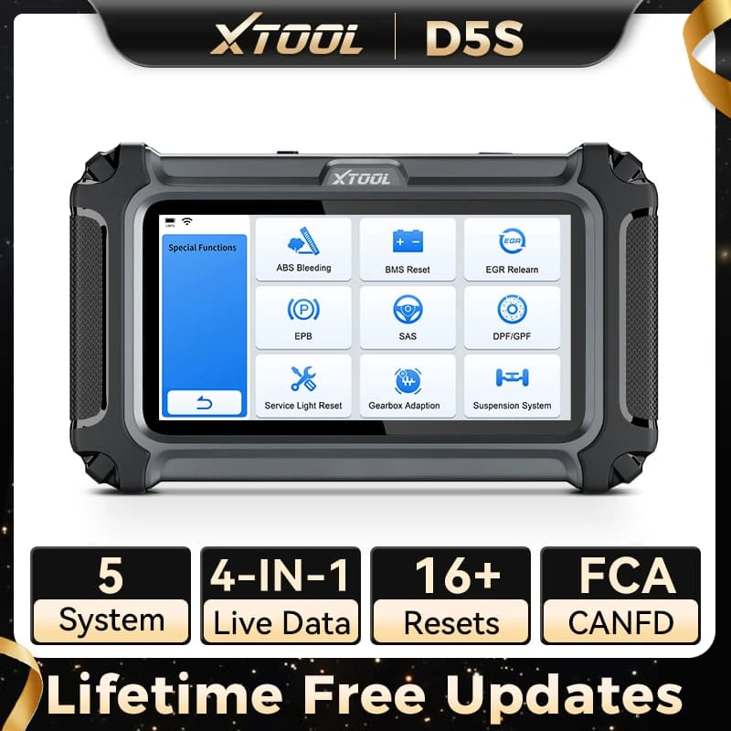Scanner Automobilistico XTOOL D5S con Dati in Tempo Reale, ABS, EPB, BMS, DPF, OBD2, Strumento Diagnostico per Auto con 16 Reset, CANFD, FCA, Aggiornamenti Gratuiti a Vita