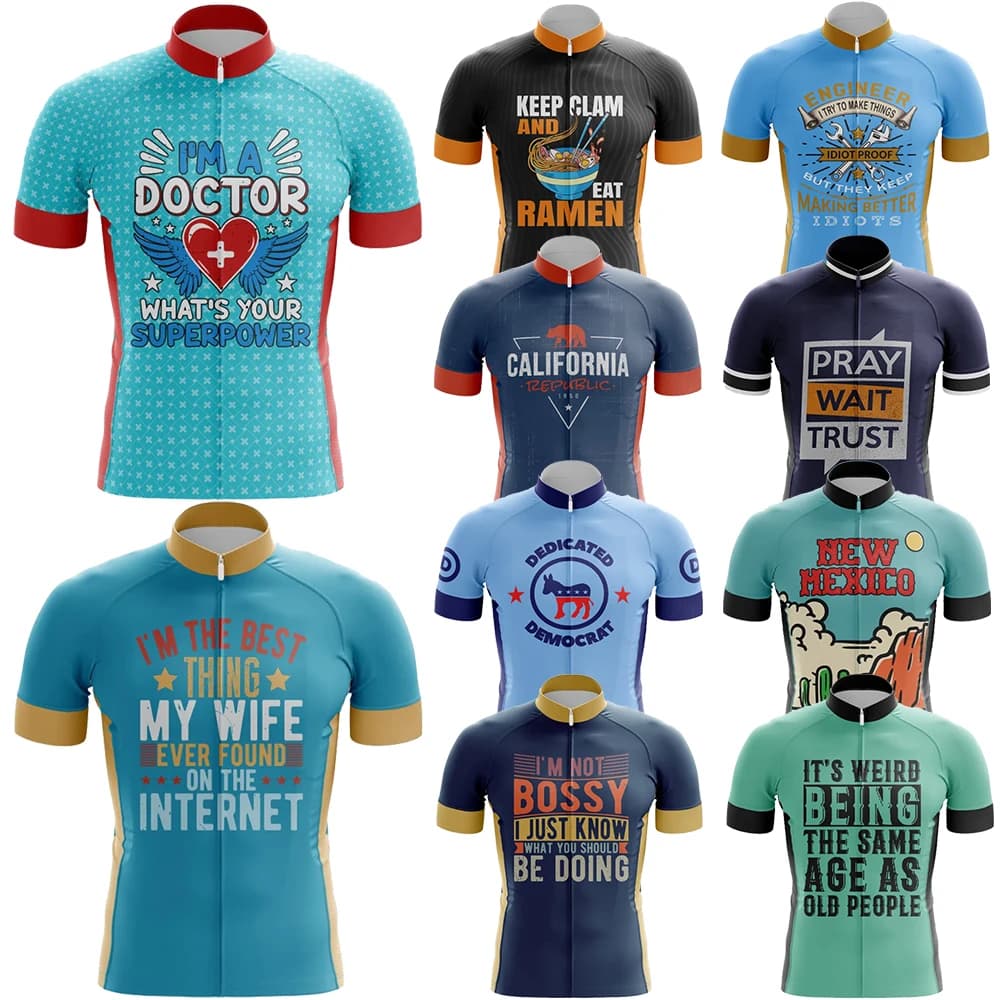 Men's Pro Team cycling sweater, breathable short sleeve, shorts with suspenders, durable 20D gel bearing, mountain bike clothing, new, V3