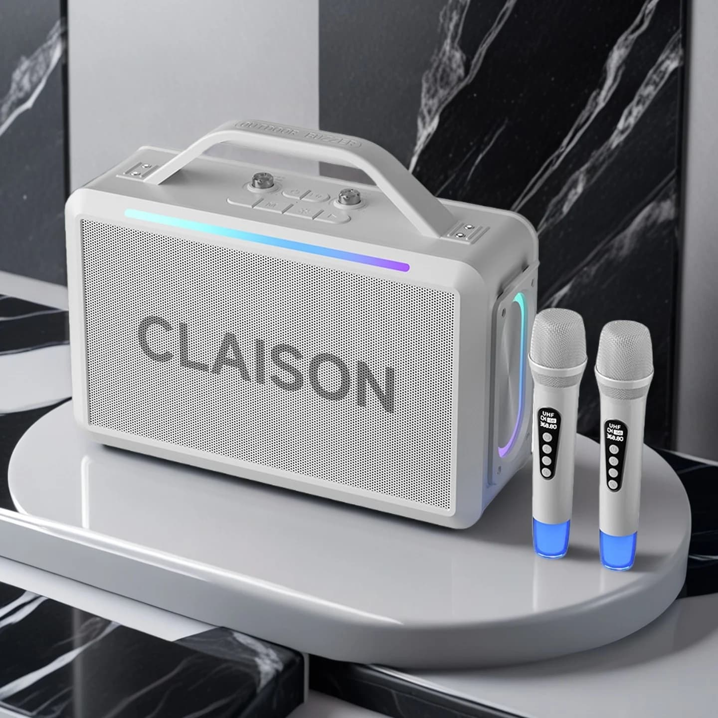 Macchina per karaoke, altoparlante portatile per karaoke Bluetooth da 300 W con 2 microfoni wireless, supporta FM/AUX/USB/TF per feste in casa