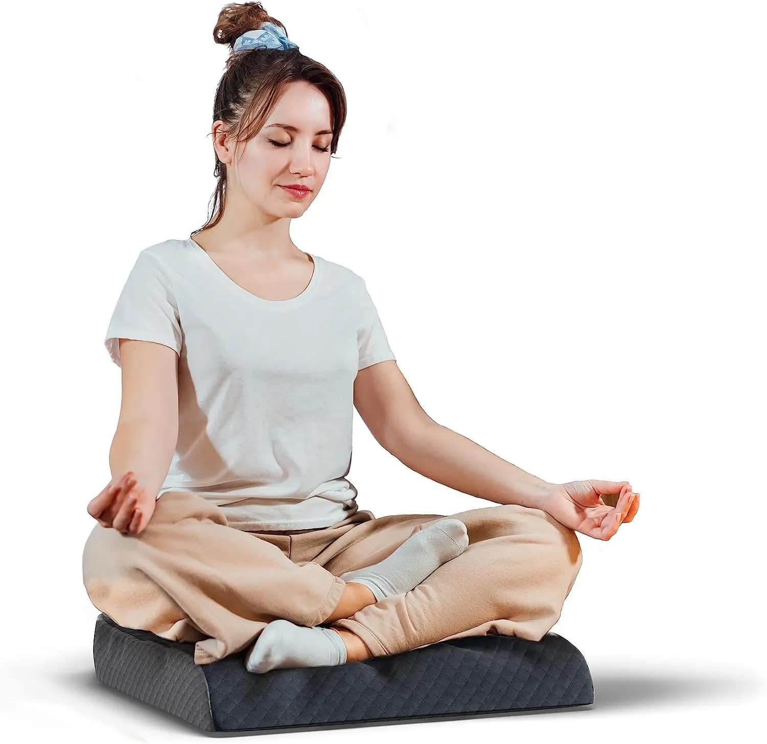 Extra Large Seat Cushion Plush Velvet Cover Memory Foam for Office Chair, Floor Pillow Back Pain Relief Carry Handle