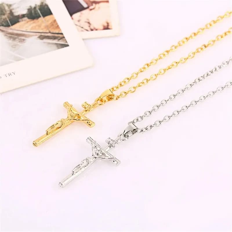 Collana con Croce Personalizzata in Metallo, Stile Gotico Trendy, Ciondolo per Donna/Uomo, Gioielli Religiosi alla Moda