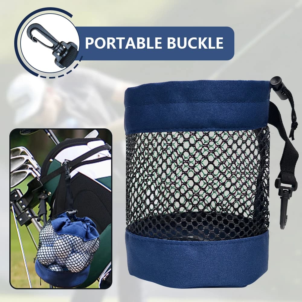 Borsa portaoggetti per palline da golf in poliestere con chiusura a coulisse - Design con tasca in rete per una facile organizzazione, disponibile grigio/blu/nero