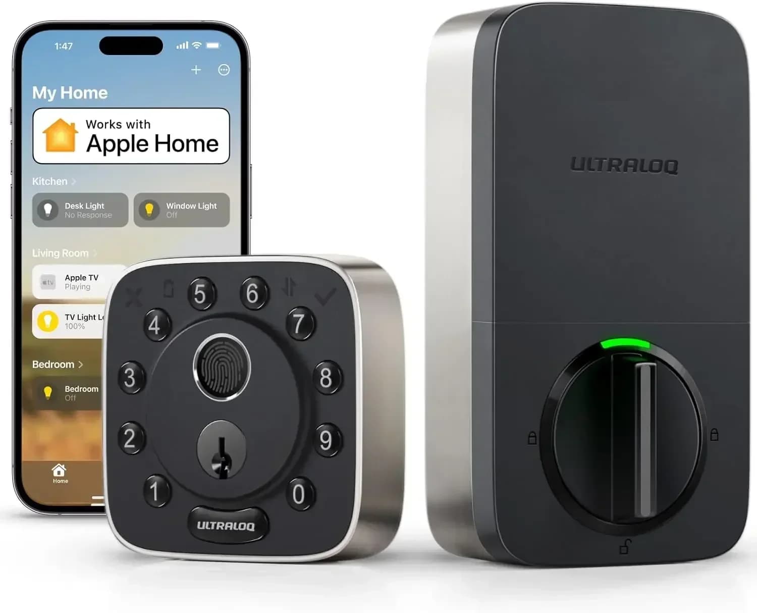 Bolt Fingerprint WiFi Smart Lock, Works with Apple Home, Siri, Alexa, 8-in-1 Keyless Entry with Fingerprint ID, App Remote
