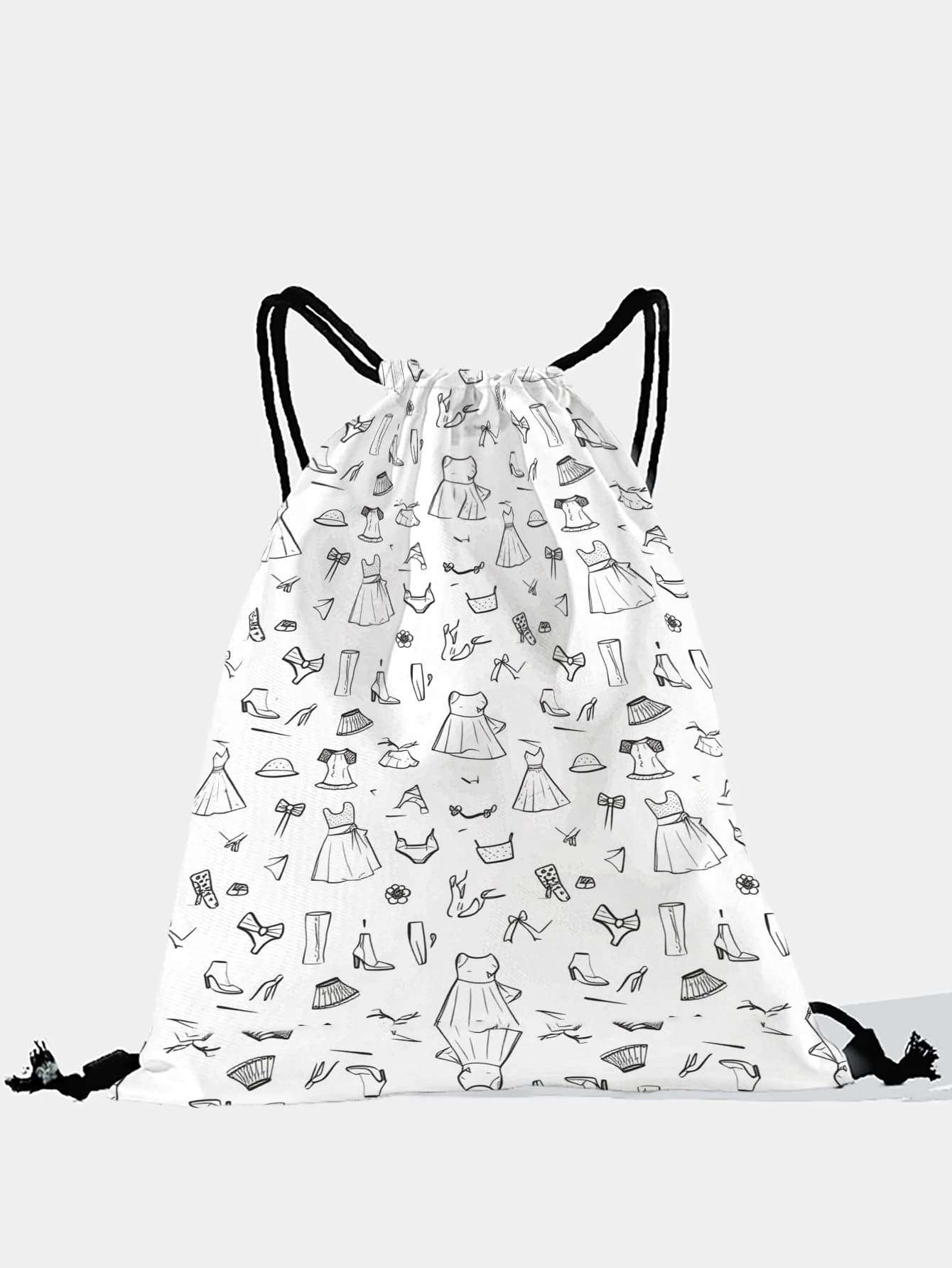 Zaino con coulisse con stampa Fashion Sketch, borsa sportiva leggera per palestra, yoga, viaggi, scuola, shopping e uso quotidiano