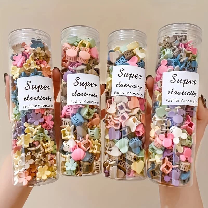 20/30/50 sets of mini hair clips, cute plastic flower-shaped hair accessories, pure color braids, suitable for teenagers, cute g