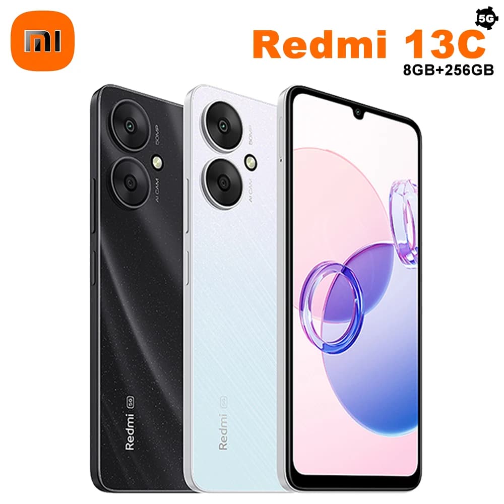 XIAOMI Redmi 13C 8GB/256GB NFC con lettore di impronte digitali laterale/riconoscimento facciale, telefono cellulare 5G alla moda con fotocamera intelligente per musica e foto, fotocamera posteriore da 50MP