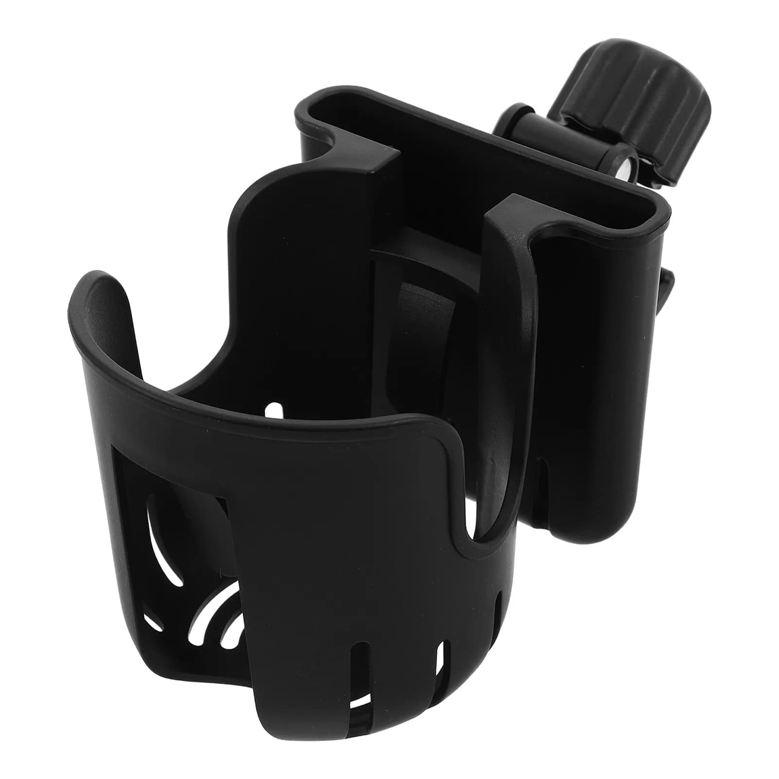 Portabicchieri Universale Nero 2-in-1 con Supporto Telefono e Organizer per Bevande per Passeggino, Sedia a Rotelle, Deambulatore, Bici, Scooter