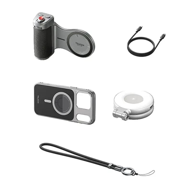 Efficient TELESIN Bluetooth Selfie Grip For 17 Pro Max Vlog Handle With Fill Light Camera Adapter For Enhanced Photograph